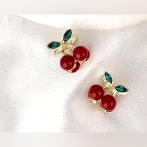 2 Piece Cherry Red and Gold Hair Clips